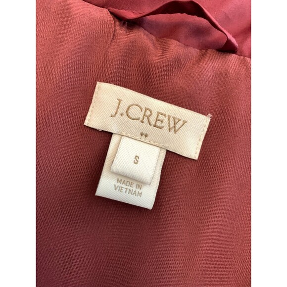 J Crew Quilted Jacket Womens S Barn Coat Patch Pockets Lined Preppy Burgundy - Picture 9 of 10